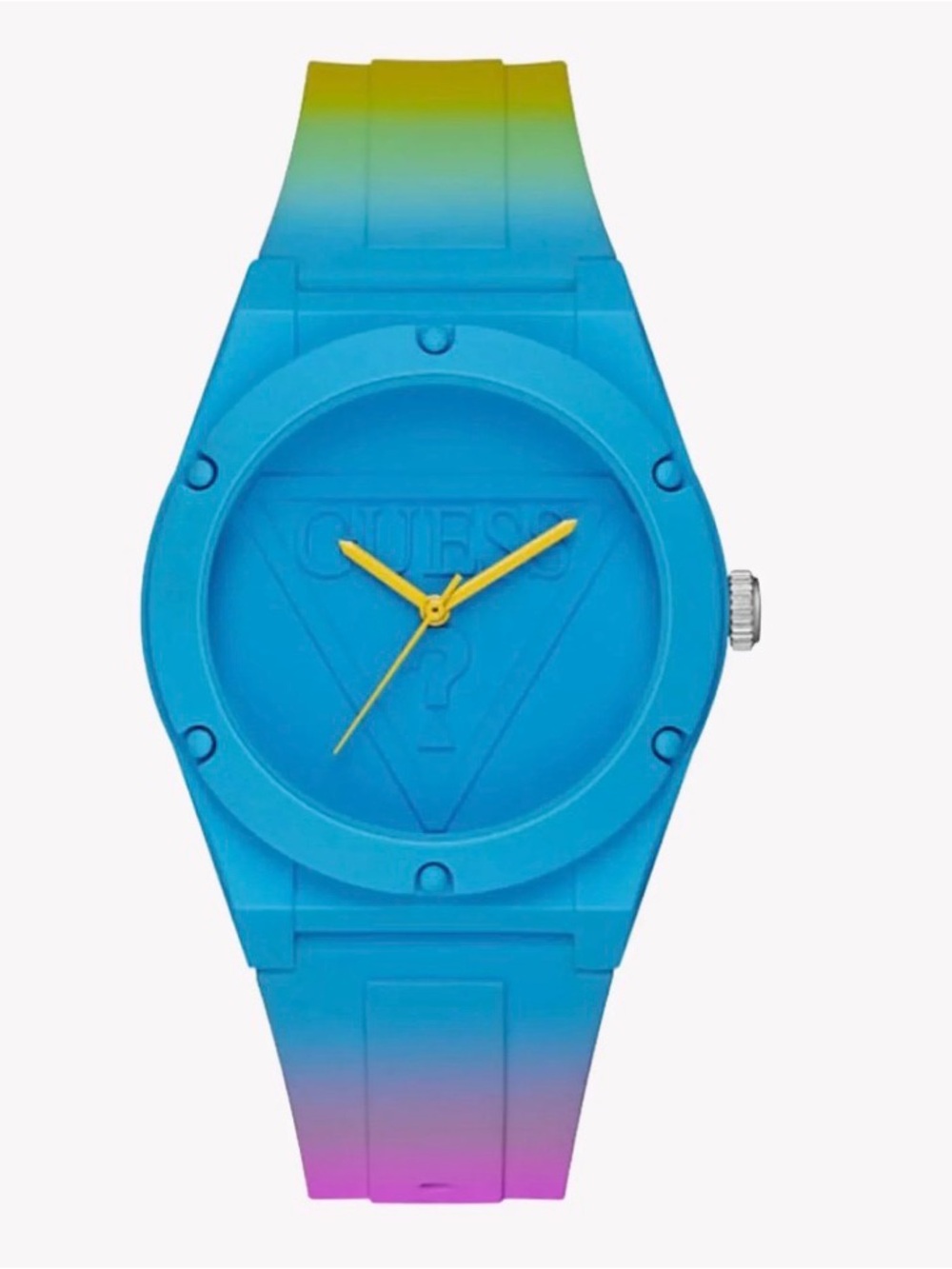 Guess Women's Blue Rubber Watch, Multicolor Band